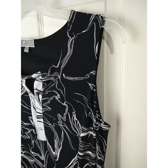 JM Collection Sleeveless Black White Abstract V Neck A Line Dress. Size L - Picture 3 of 10